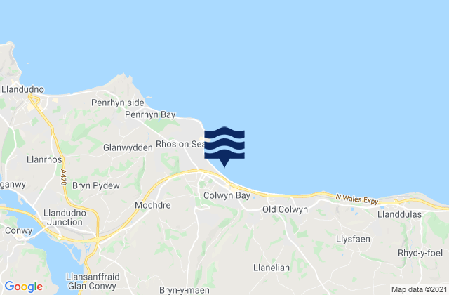 Karte der Gezeiten West Colwyn Bay Beach, United Kingdom