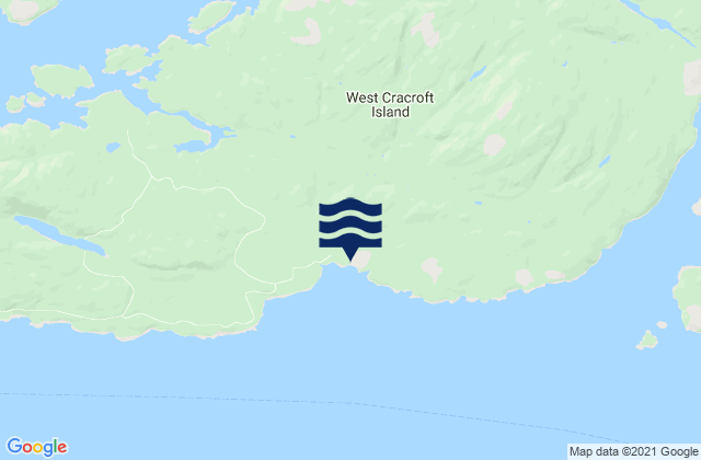 Karte der Gezeiten West Cracroft Island, Canada