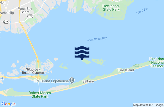 Karte der Gezeiten West Fire Island, United States