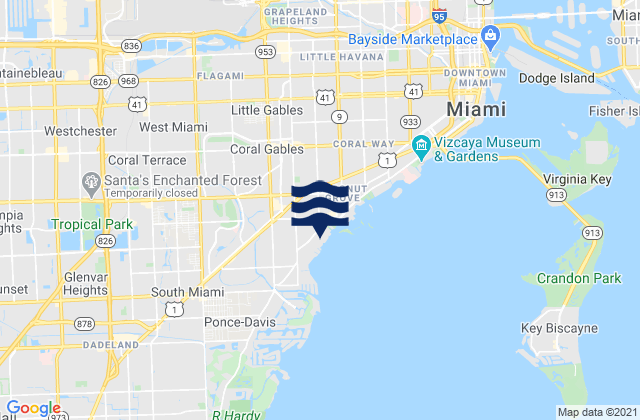 Karte der Gezeiten West Miami, United States