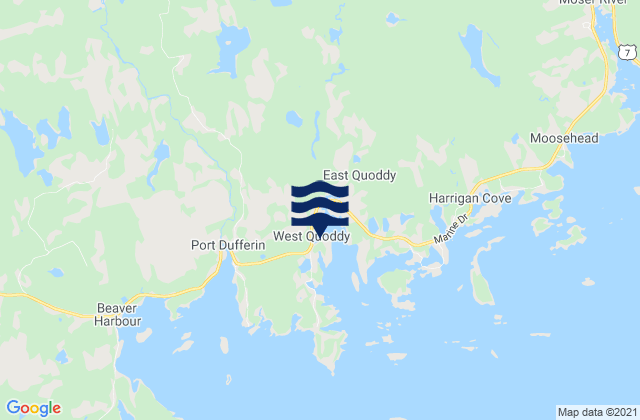 Karte der Gezeiten West Quoddy, Canada
