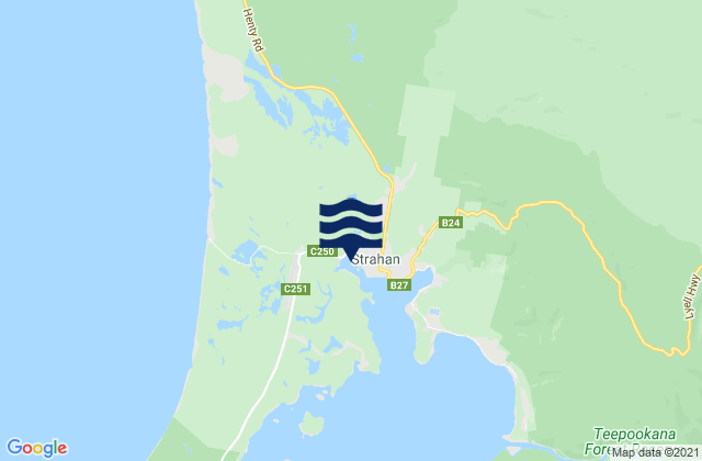 Karte der Gezeiten West Strahan Beach, Australia