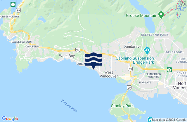 Karte der Gezeiten West Vancouver, Canada