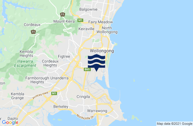 Karte der Gezeiten West Wollongong, Australia