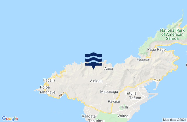 Karte der Gezeiten Western District, American Samoa