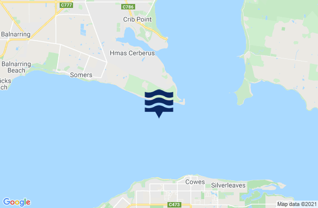 Karte der Gezeiten Western Port (Sandy Point), Australia