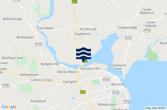 Karte der Gezeiten Wexford, Ireland