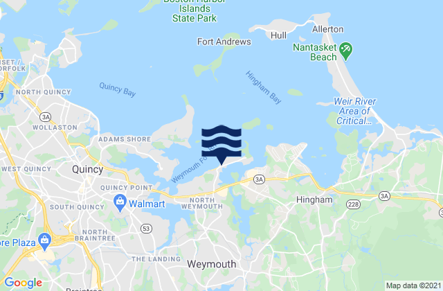 Karte der Gezeiten Weymouth Back River Bridge, United States