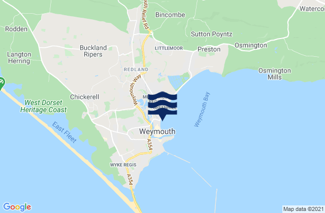 Karte der Gezeiten Weymouth Beach, United Kingdom