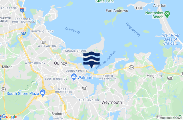 Karte der Gezeiten Weymouth Fore River, United States