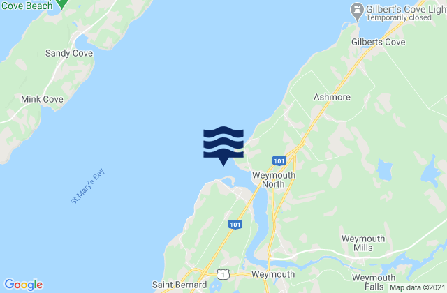 Karte der Gezeiten Weymouth Harbour, Canada