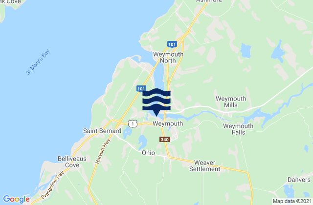 Karte der Gezeiten Weymouth, Canada