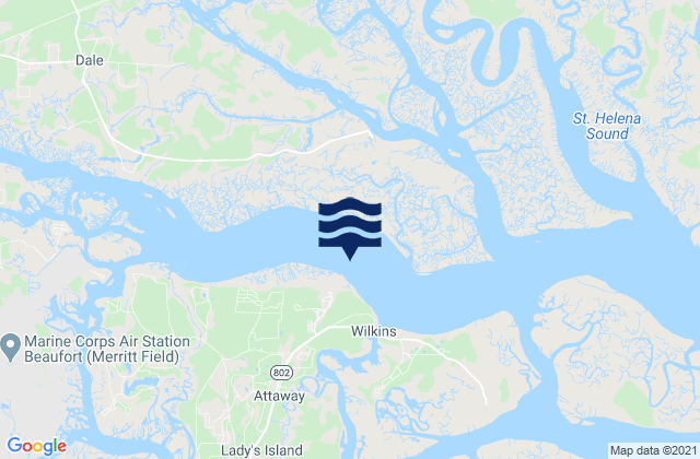 Karte der Gezeiten Whale Branch River, United States