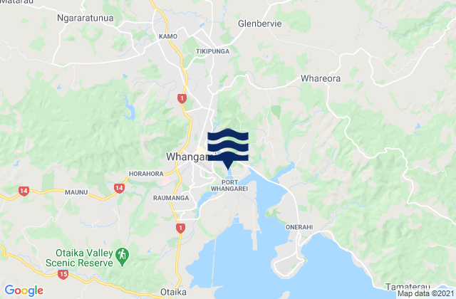 Karte der Gezeiten Whangarei, New Zealand