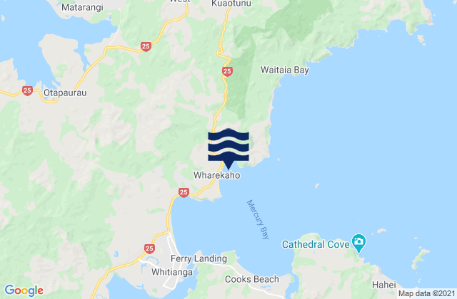 Karte der Gezeiten Wharekaho Beach, New Zealand