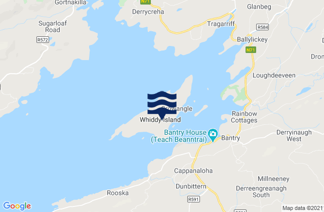 Karte der Gezeiten Whiddy Island, Ireland
