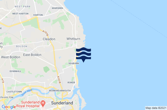 Karte der Gezeiten Whitburn Bay, United Kingdom