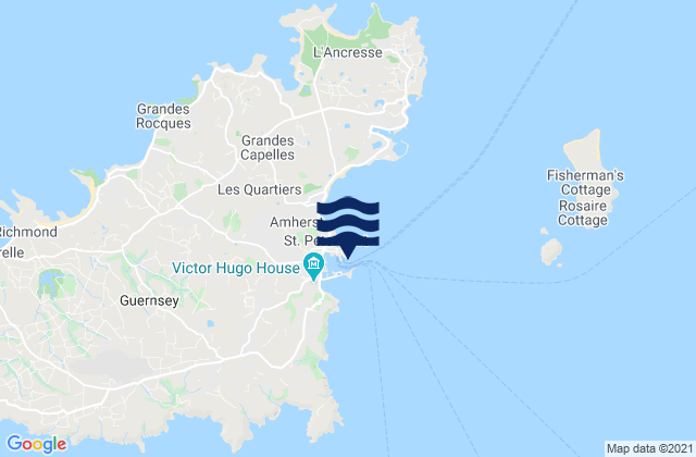 Karte der Gezeiten White Rock, Guernsey