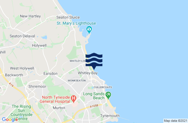 Karte der Gezeiten Whitley Bay Beach, United Kingdom