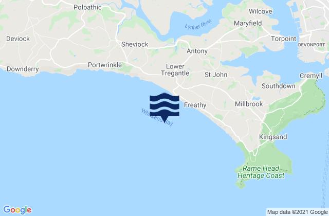 Karte der Gezeiten Whitsand Bay Beach, United Kingdom