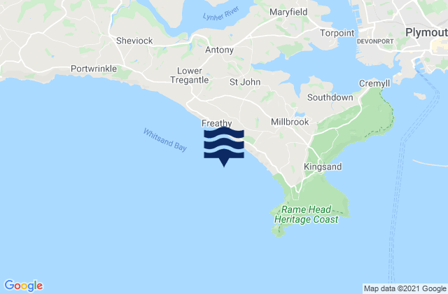 Karte der Gezeiten Whitsand Bay, United Kingdom