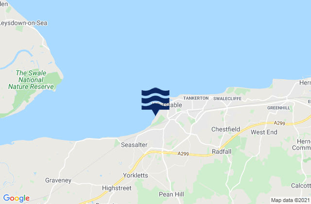 Karte der Gezeiten Whitstable Beach, United Kingdom