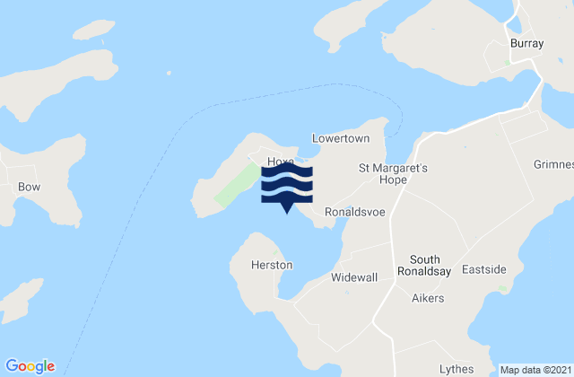 Karte der Gezeiten Widewall Bay, United Kingdom