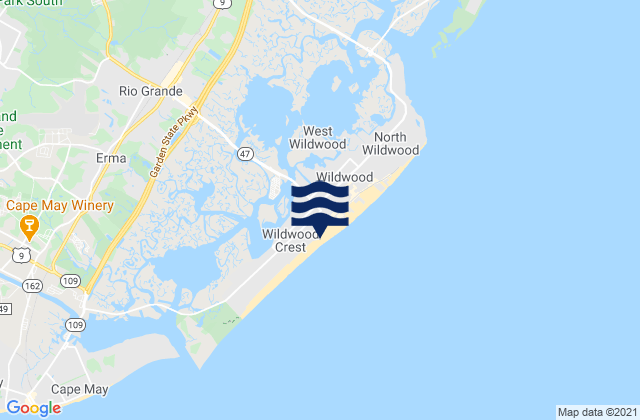 Karte der Gezeiten Wildwood Crest (Ocean Pier), United States