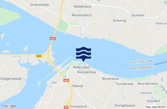 Karte der Gezeiten Willemstad, Netherlands
