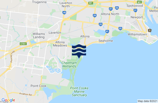Karte der Gezeiten Williams Landing, Australia