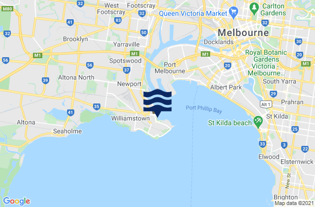 Karte der Gezeiten Williamstown, Australia