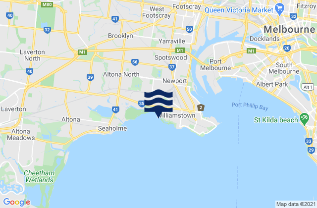Karte der Gezeiten Williamstown North, Australia