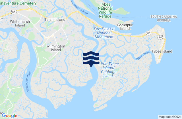 Karte der Gezeiten Wilmington Island, United States