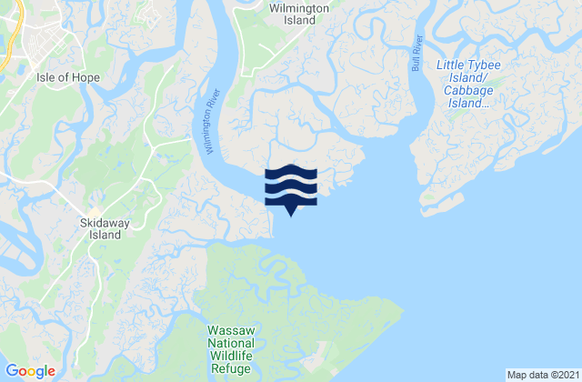 Karte der Gezeiten Wilmington River ent. off Cabbage Island, United States