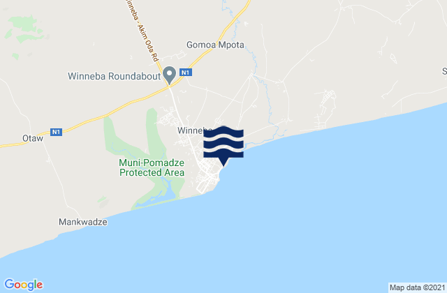 Karte der Gezeiten Winneba, Ghana