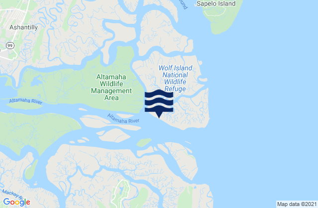 Karte der Gezeiten Wolf Island South End, United States