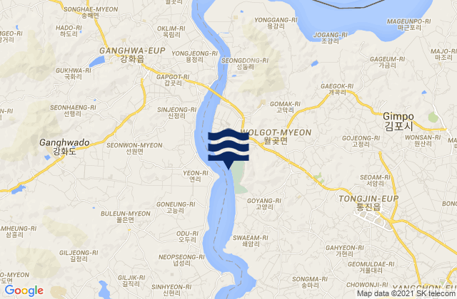 Karte der Gezeiten Wolgot, South Korea