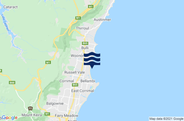 Karte der Gezeiten Wollongong, Australia