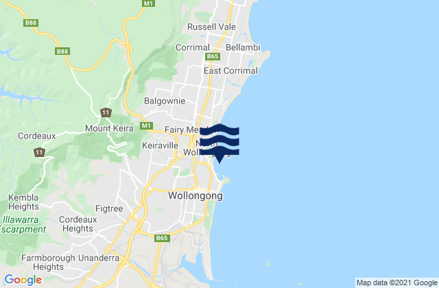 Karte der Gezeiten Wollongong North Beach, Australia