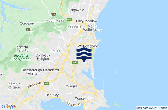 Karte der Gezeiten Wollongong South Beach, Australia