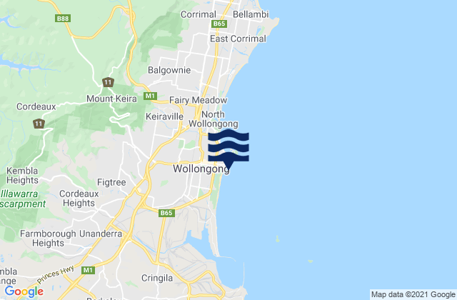 Karte der Gezeiten Wollongong, Australia