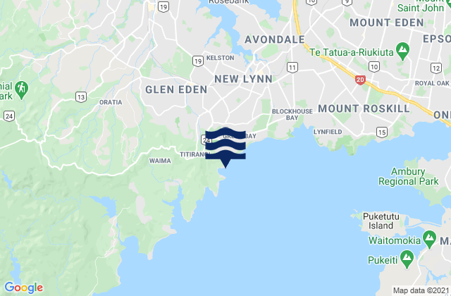 Karte der Gezeiten Wood Bay, New Zealand