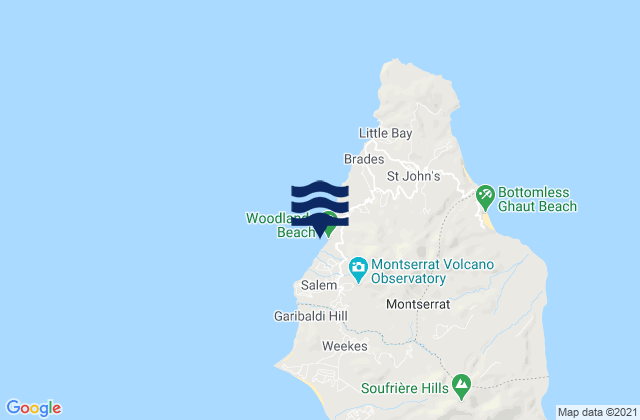 Karte der Gezeiten Woodlands Beach, Guadeloupe