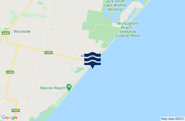 Karte der Gezeiten Woodside Beach, Australia