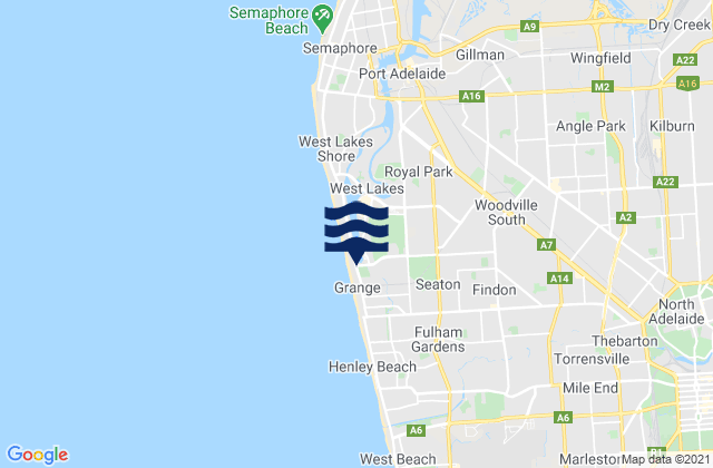 Karte der Gezeiten Woodville West, Australia