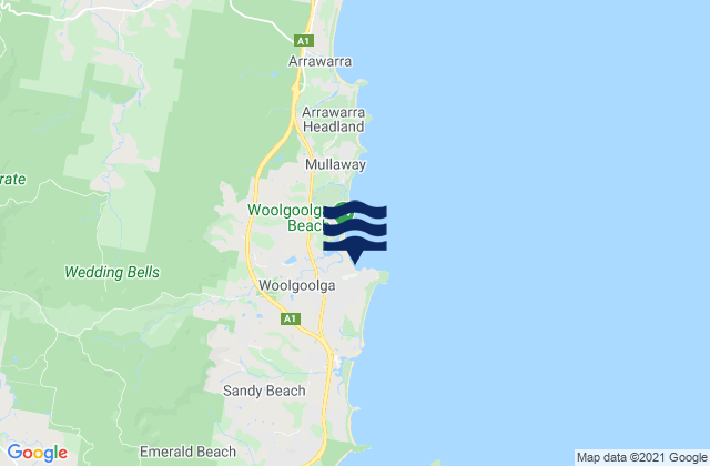 Karte der Gezeiten Woolgoolga, Australia