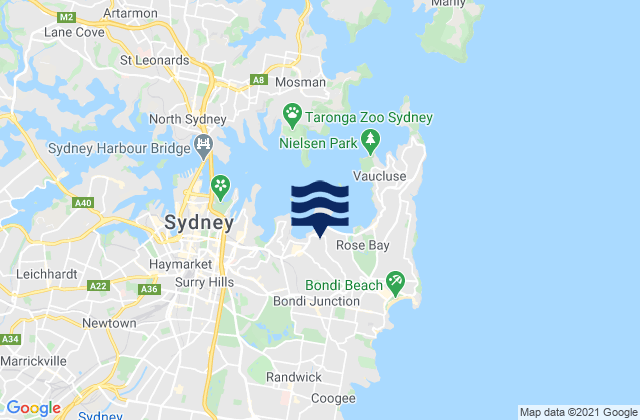 Karte der Gezeiten Woollahra, Australia