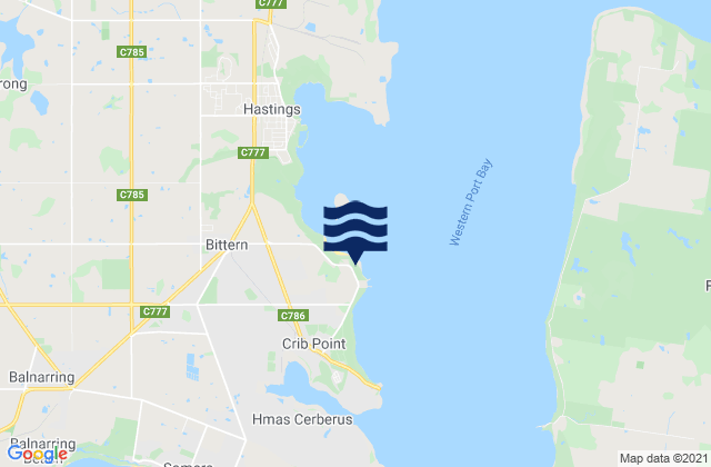 Karte der Gezeiten Woolley Beach, Australia