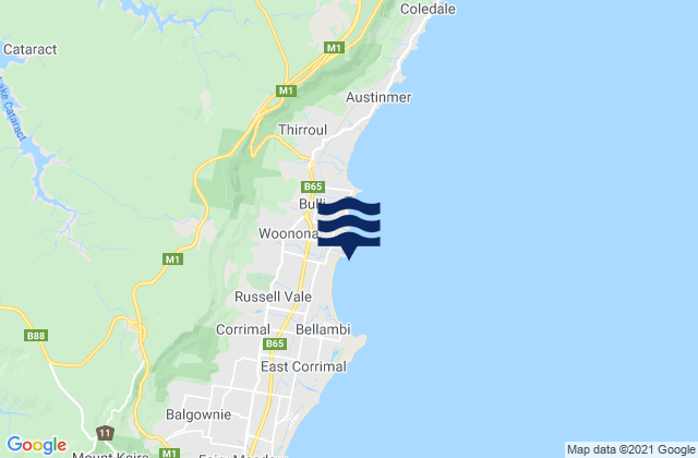 Karte der Gezeiten Woonona Beach, Australia