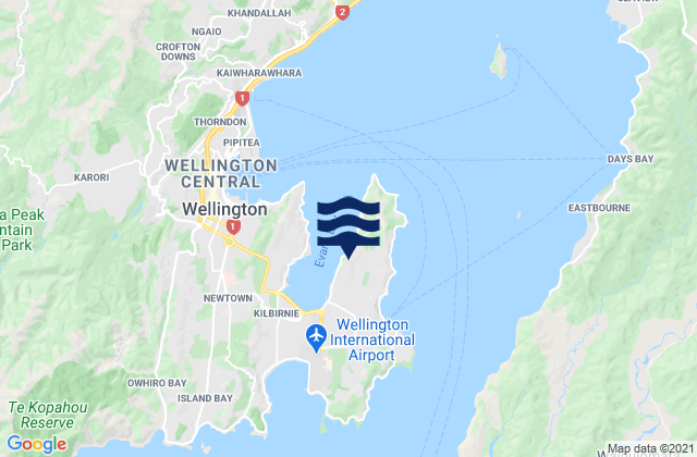Karte der Gezeiten Worser Bay, New Zealand